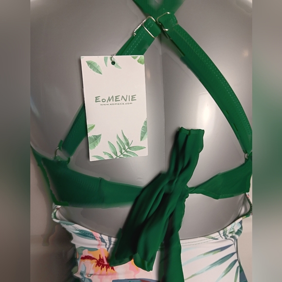 SOLD-NWT - Size S - Eimenie Tropical Green One Piece Swimsuit - Picture 4 of 5